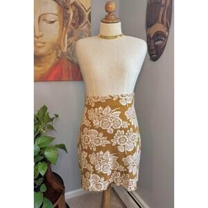 Loft Mustard Floral Sweater Skirt